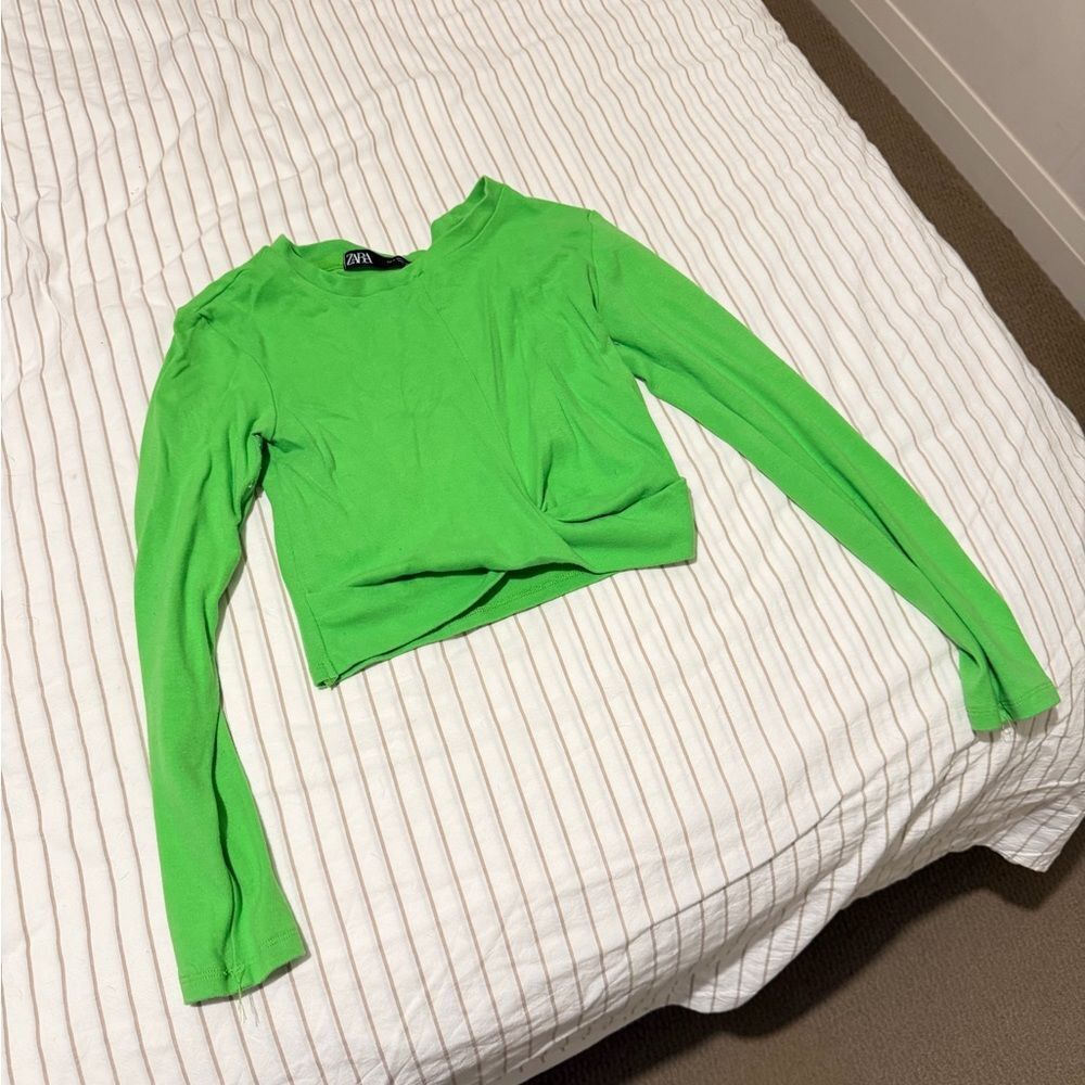 Zara Bright Green Crop Top M